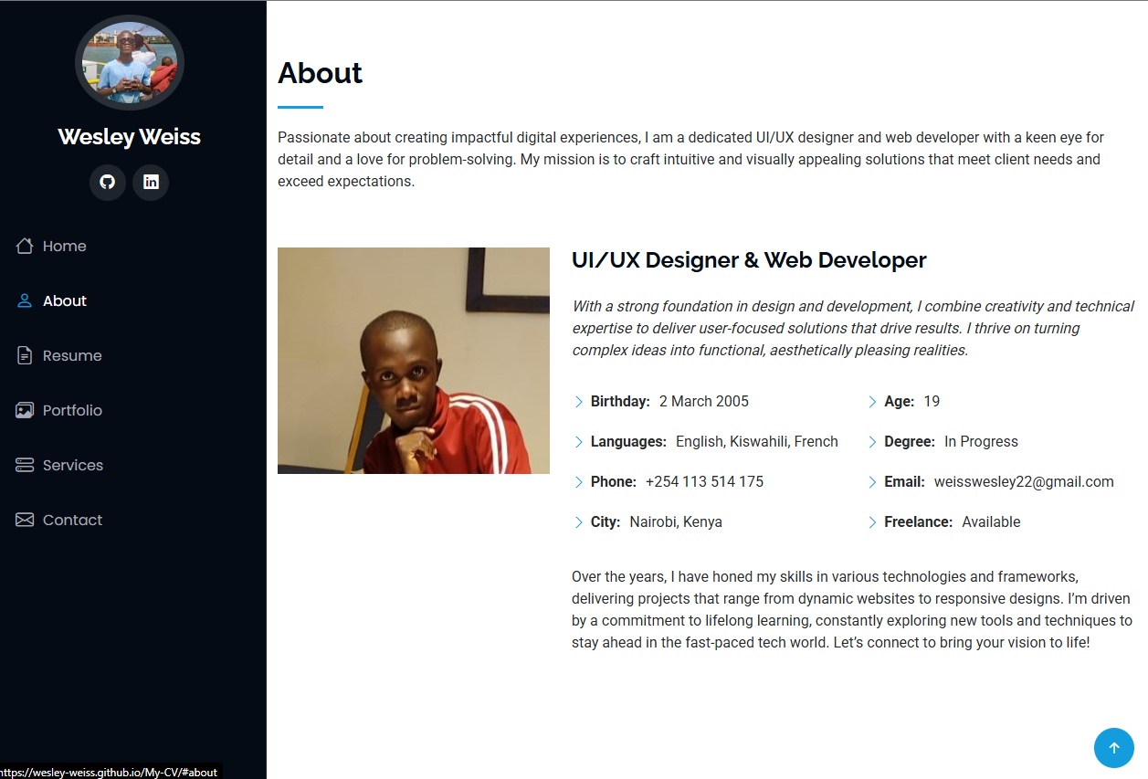 Wesley Weiss: UI/UX & Web Developer CV